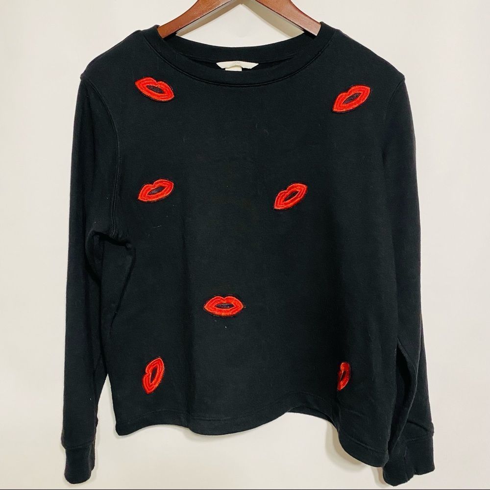 H&M Womens Lips Crewneck Sweater Size Medium - Picture 1 of 5
